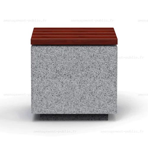 Siège cubique béton (lattes bois)